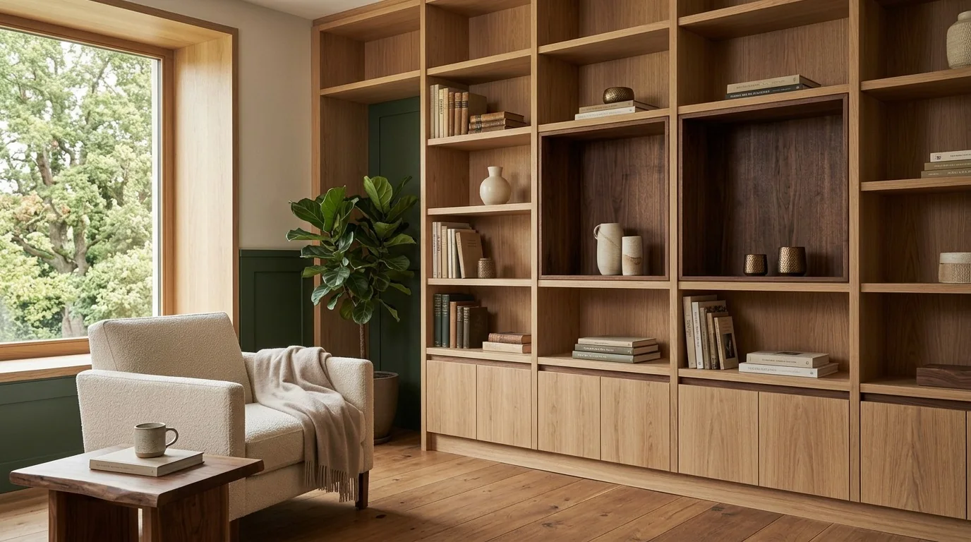 Bibliothèque sur mesure en bois clair