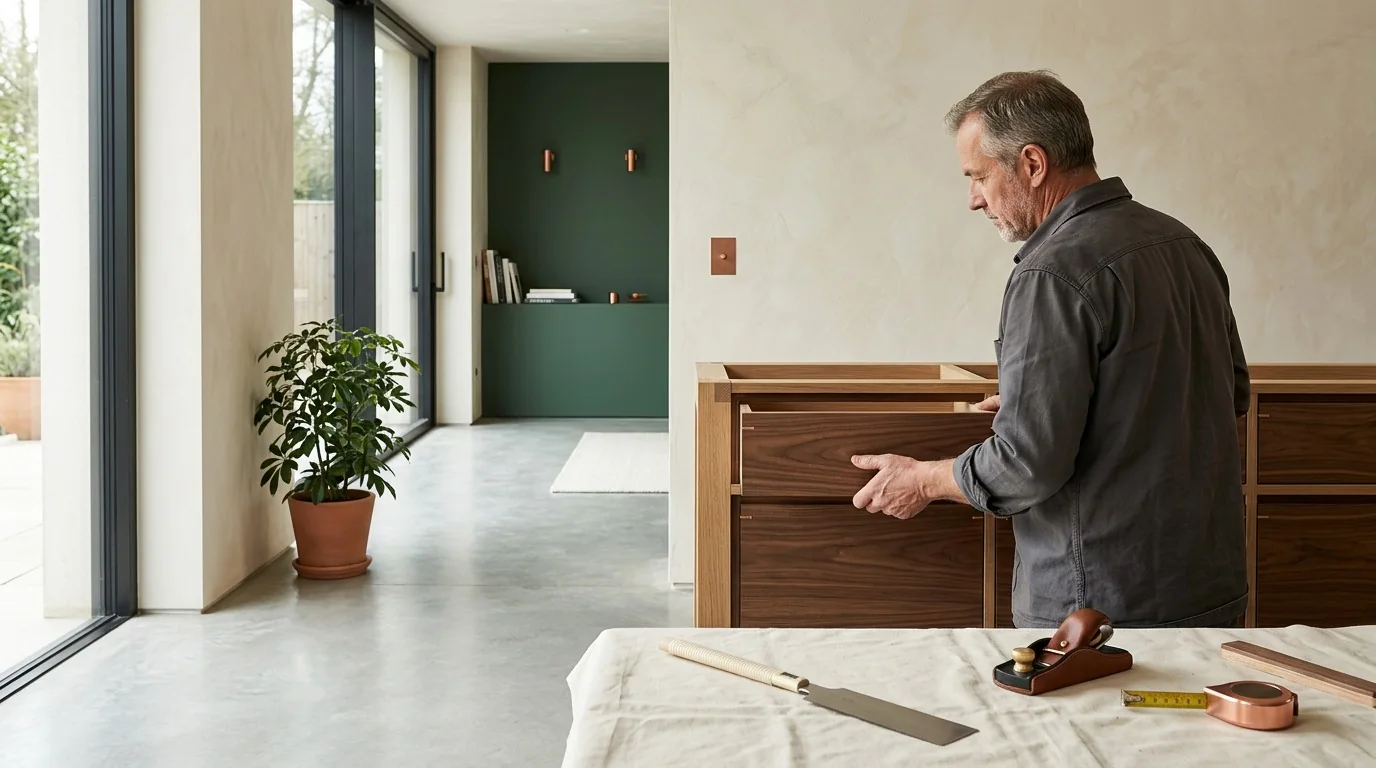 Pose d'un meuble sur mesure chez le client