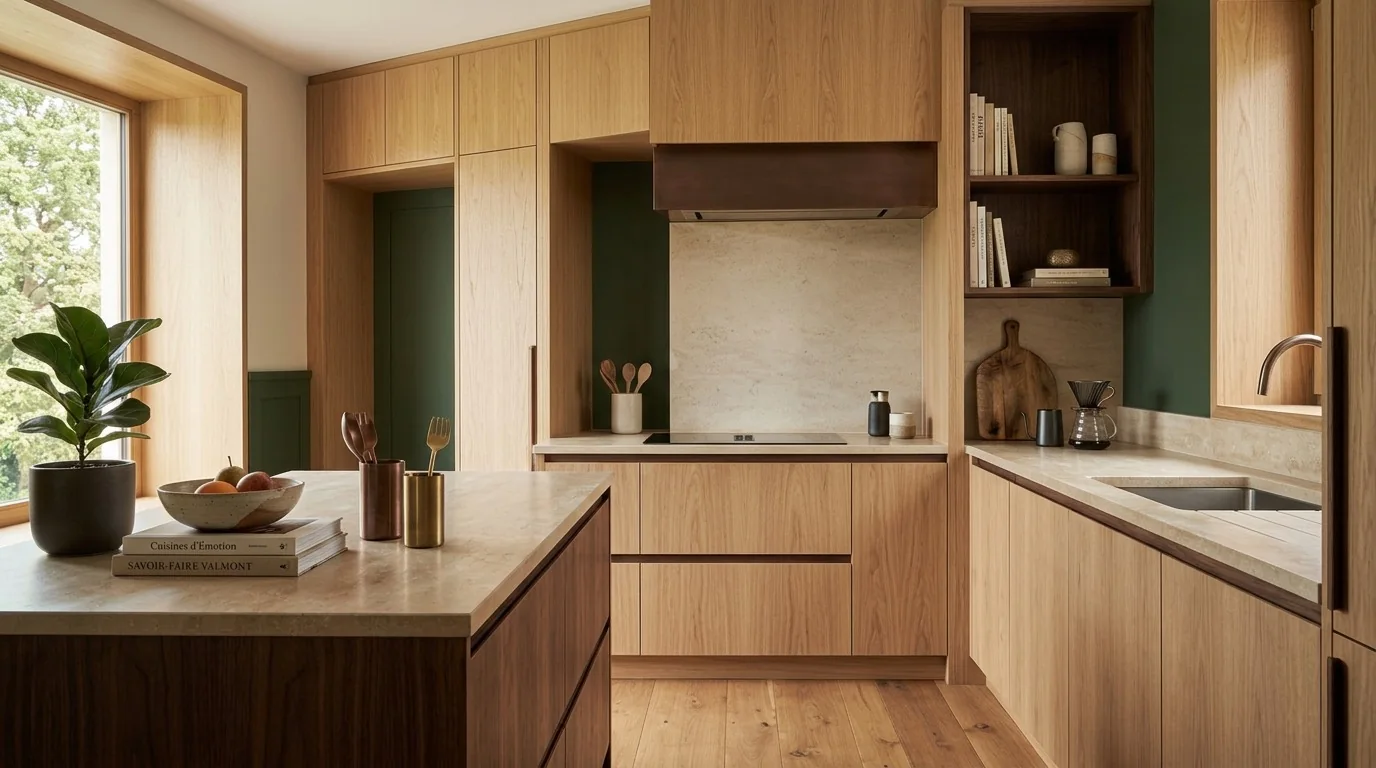 Cuisine contemporaine sur mesure en bois clair