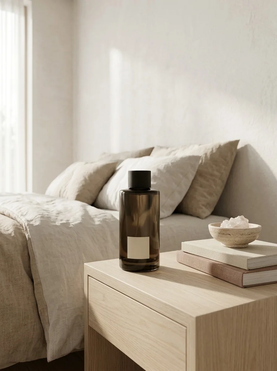 Parfum d'intérieur LUMEA dans une chambre minimaliste