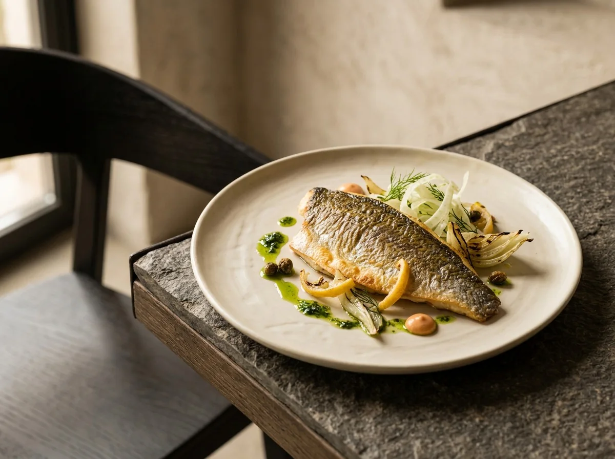 Poisson rôti, fenouil et citron confit